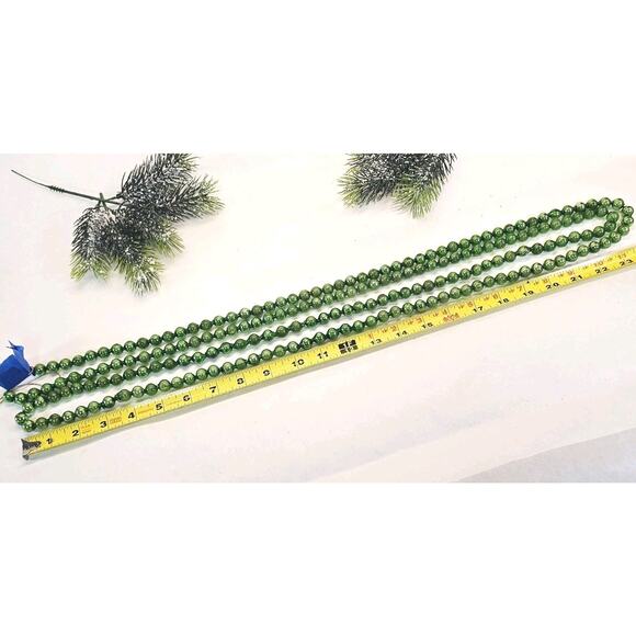 Vintage 12mm Christmas Tree Garland Larger Bead Mercury Glass Strand Green 96" - Picture 6 of 11